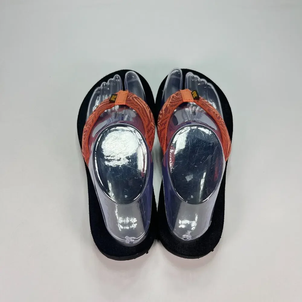 Teva Mush II Orange Black Comfort Flip Flops Thong Sandals 4198 Women's Size 7